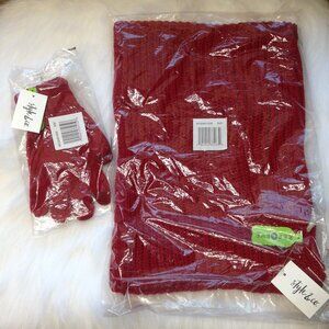 Style & Co. Sparkly Gloves and Winter Muffler Scarf Red NWT